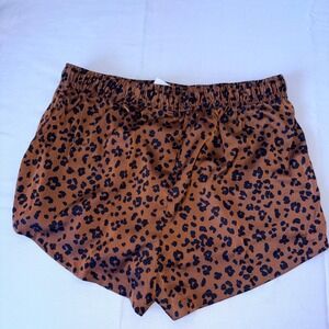 Auden satin silky leopard animal Print Pajama Shorts Lounge Sleepwear  Medium